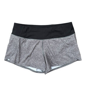 Lululemon Womens Shorts Run Times Lined 4" Heather Lux Multi Black Gray Sz. 8